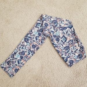 One Size LuLaRoe Leggings Blue & Coral